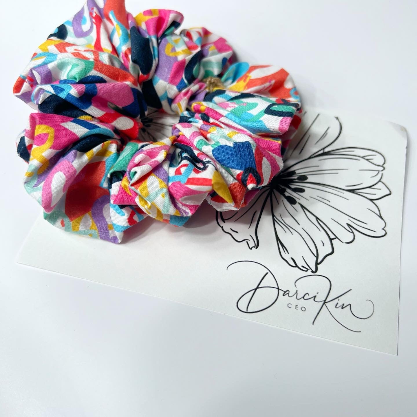 Pink Heart abstract Scrunchie