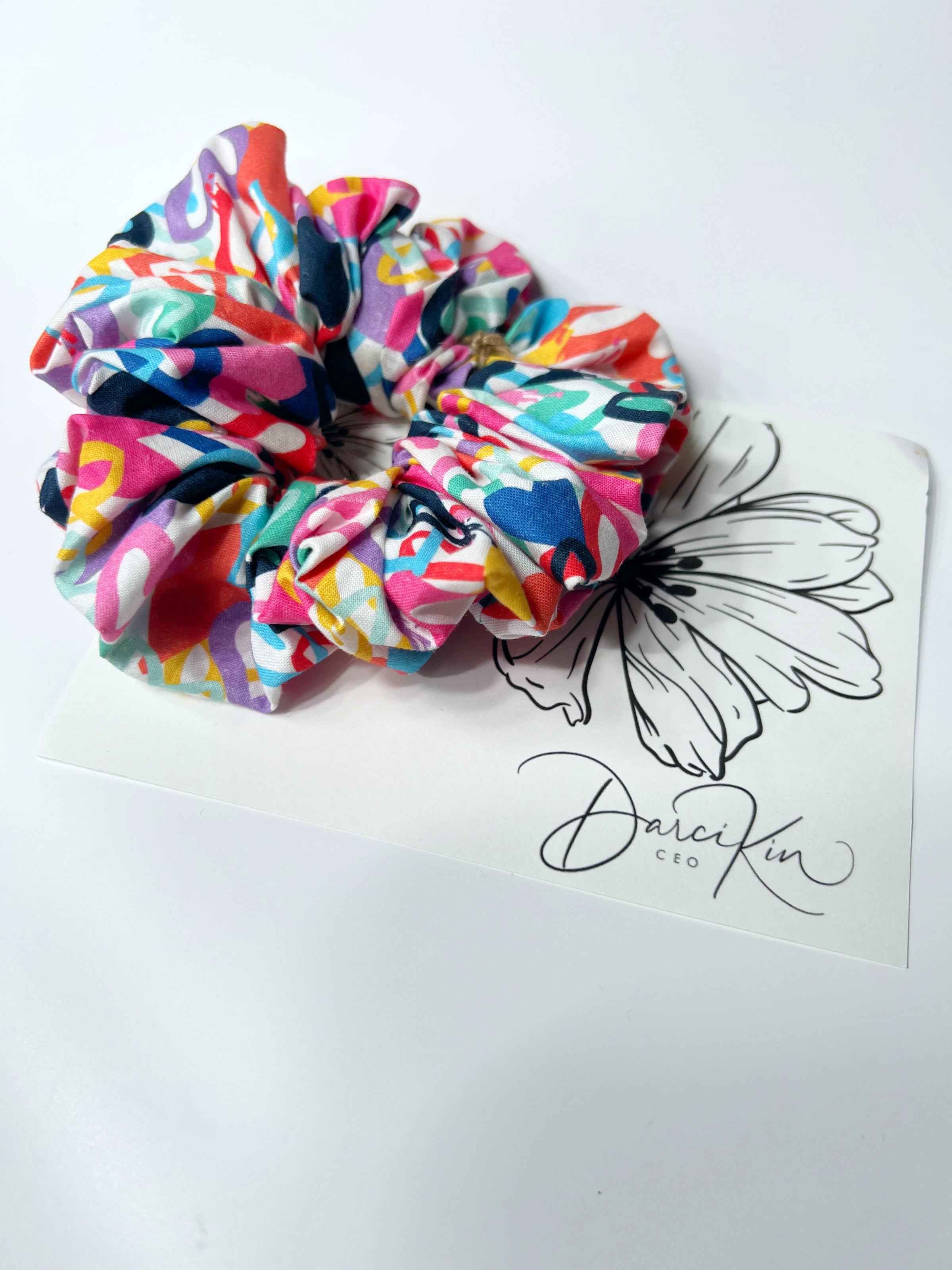 Pink Heart abstract Scrunchie